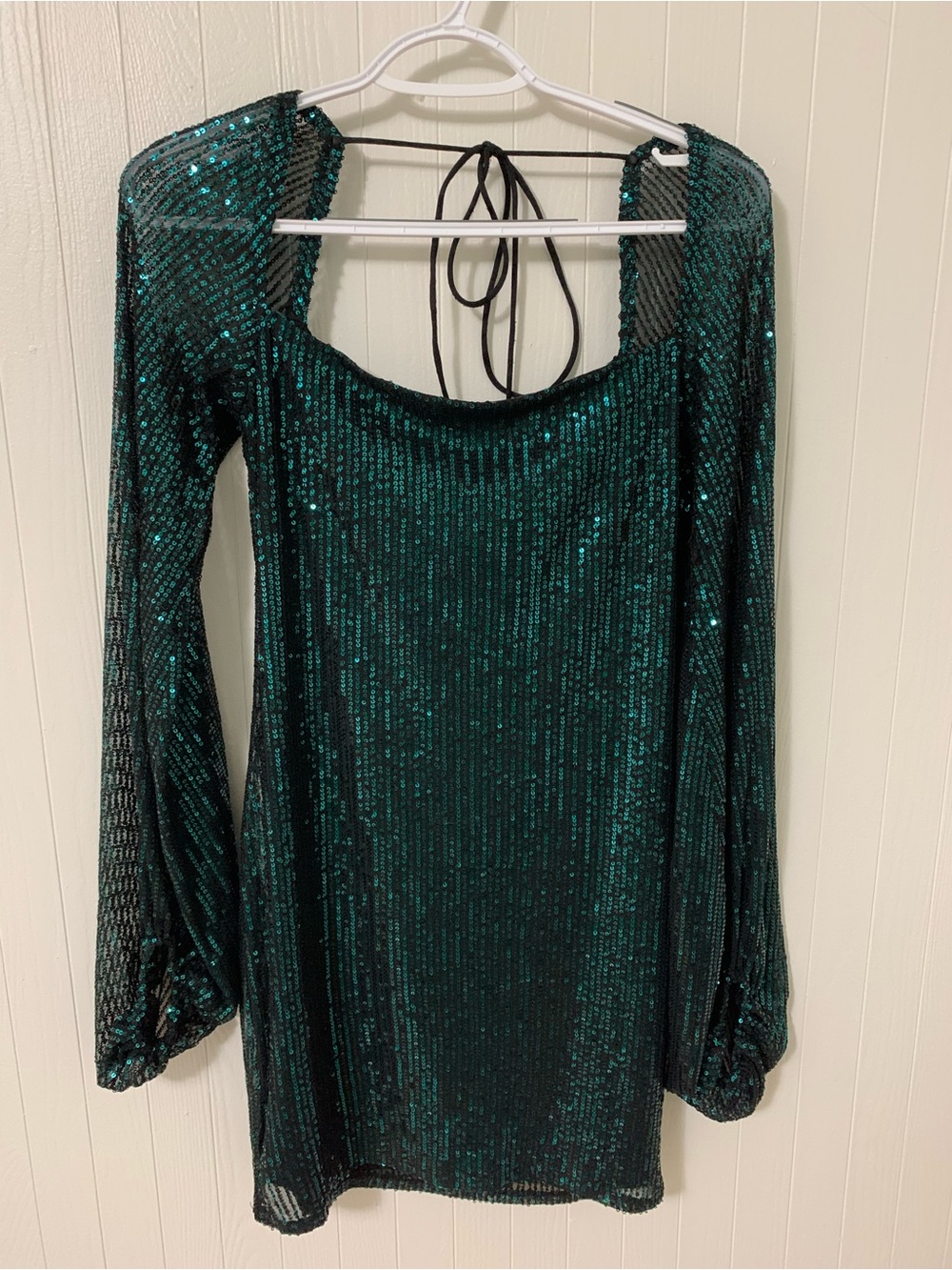 Lucy in the Sky Emerald Green Sequin Long-Sleeve Mini Dress